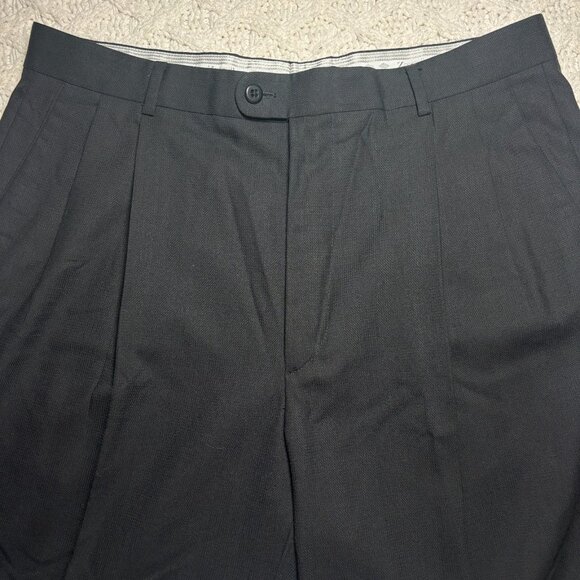 Zanella Bennet Men Black Pure Virgin Wool Dress Pants Made in Italy Slacks 35x31 - Picture 3 of 9